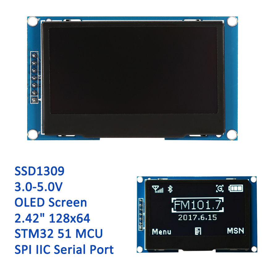 2.42 Inch White OLED Display Module 128x64 SPI For Arduino (SSD1309) - Great For DIY Projects!